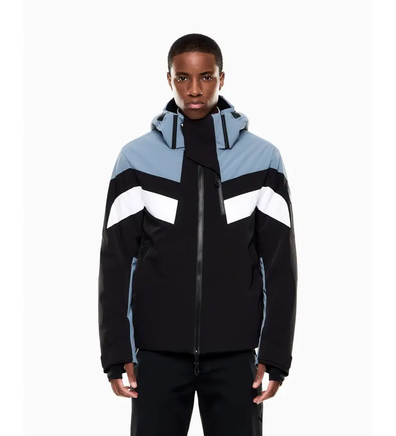per uomo 7M000453_AF13887 Giacca da sci Cortina Colorblock, nera e blu (S), Nero, Casual, Sportivo, Poliestere, Neve, All aperto
