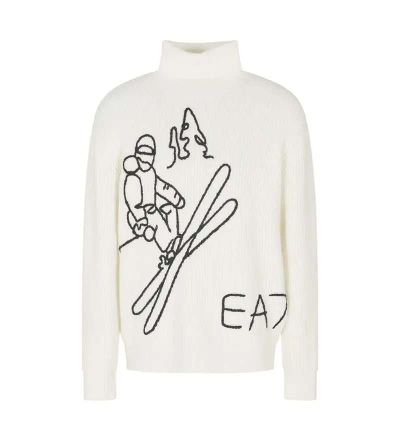 per uomo 7M000502_AF19328 Jersey Mountain Apres White (S), Bianco, Casual, Poliamide, Manica lunga