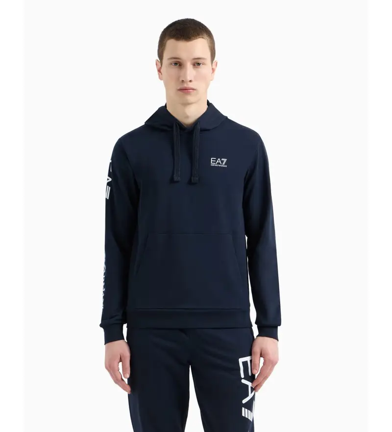 per uomo 7M000569_AF13512 Felpa con cappuccio e cerniera in cotone con logo Navy Series (3XL), Casual, Sportivo, Multisport