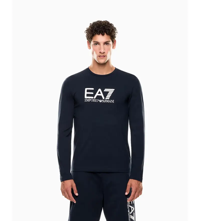 per uomo 7M000900_AF10373 Maglietta del marchio Marine (S), Casual, Cotone, Manica lunga, Navy Blu