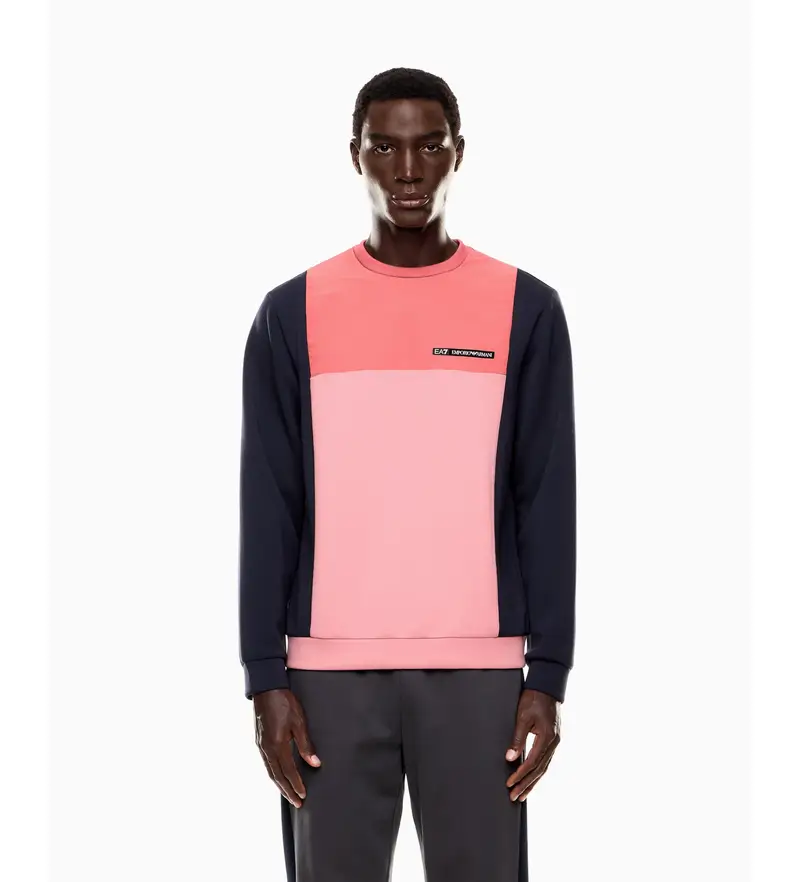 per uomo. 7M000936_AF17003 Felpa sportiva rossa a blocchi di colore (XXS), Rosso, Casual, Cotone