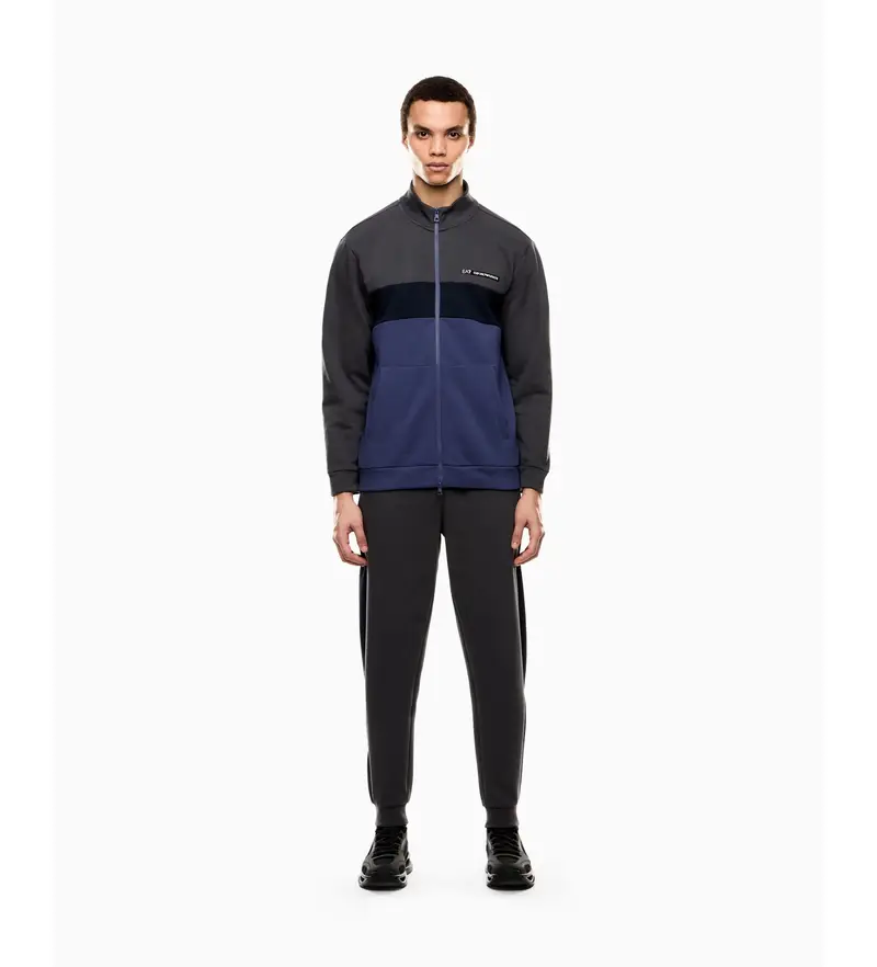 per uomo 7M000941_AF10377 Tuta sportiva grigia a blocchi di colore (XXS), Casual, Sportivo, Grigio, Cotone, Multisport, Manica lunga