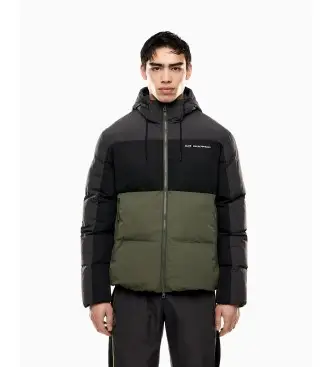 per uomo 7M000946_AF13190 Giacca in nylon color block verde sportivo (XS), Casual, Poliamide