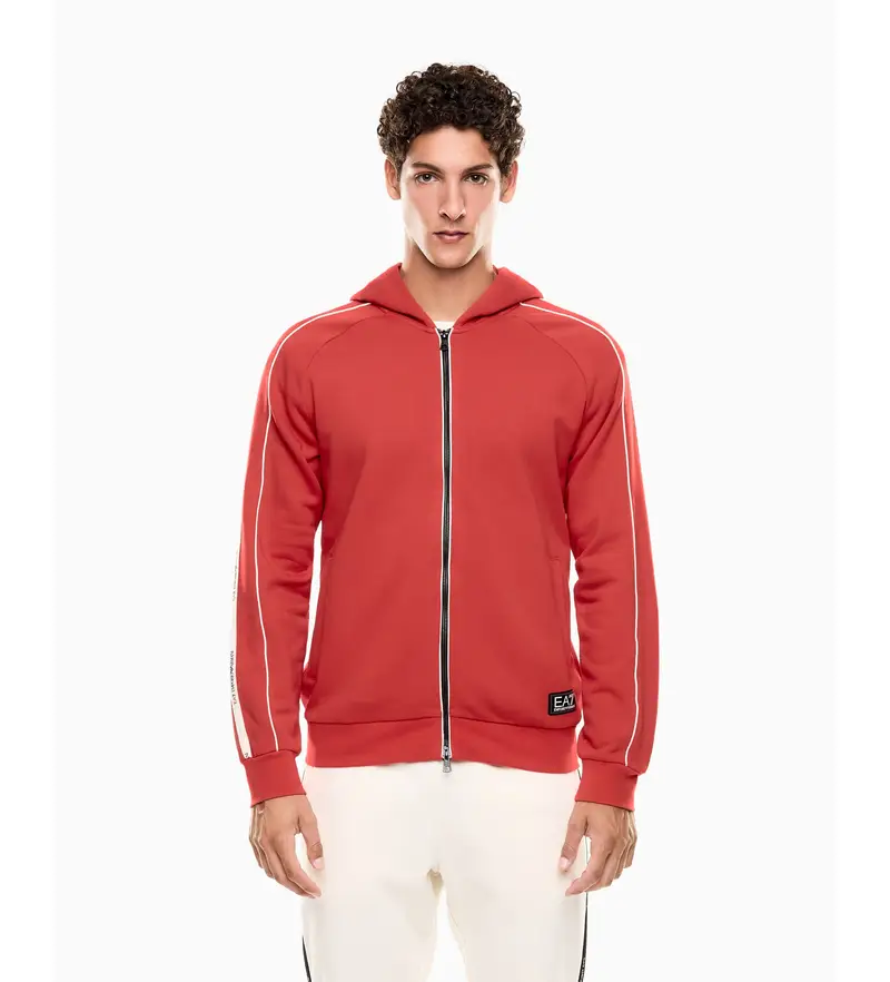 per uomo 7M000973_AF10377 Felpa con cappuccio e zip della serie Red Logo (XS), Rosso, Casual, Cotone