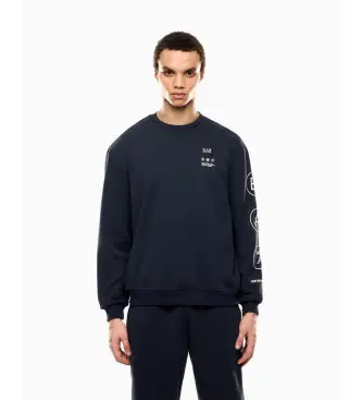 per uomo 7M000977_AF17787 Felpa in pile con logo della serie Navy (XS), Casual, Cotone, Manica lunga