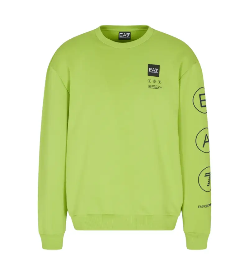 per uomo. 7M000977_AF17787 Felpa in pile verde con logo (M), Casual, Cotone, Manica lunga