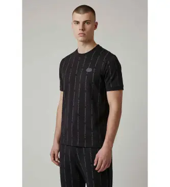 per uomo 7M001391_AF12874 Maglietta nera con monogramma (S), Nero, Casual, Cotone, Manica corta