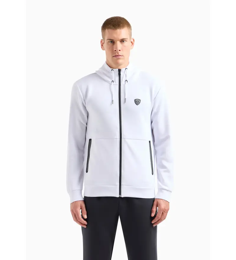 per uomo 8NPM20_PJ4EZ Felpa bianca con zip (3XL), Bianco, Casual, Poliestere, Manica lunga