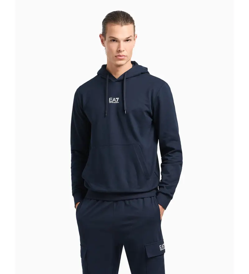 per uomo 8NPM32_PJVRZ Felpa con cappuccio in cotone blu navy Core Identity (S), Casual, Manica lunga