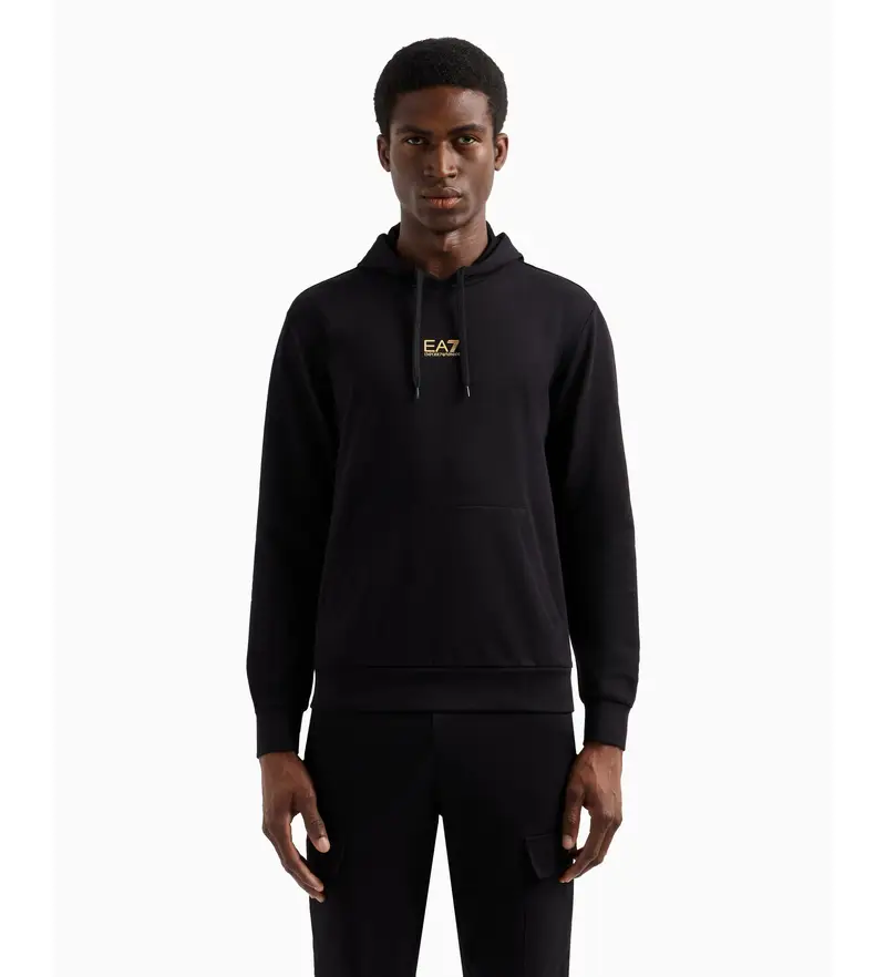 per uomo 8NPM32_PJVRZ Felpa con cappuccio in cotone nero Core Identity (L), Casual, Manica lunga