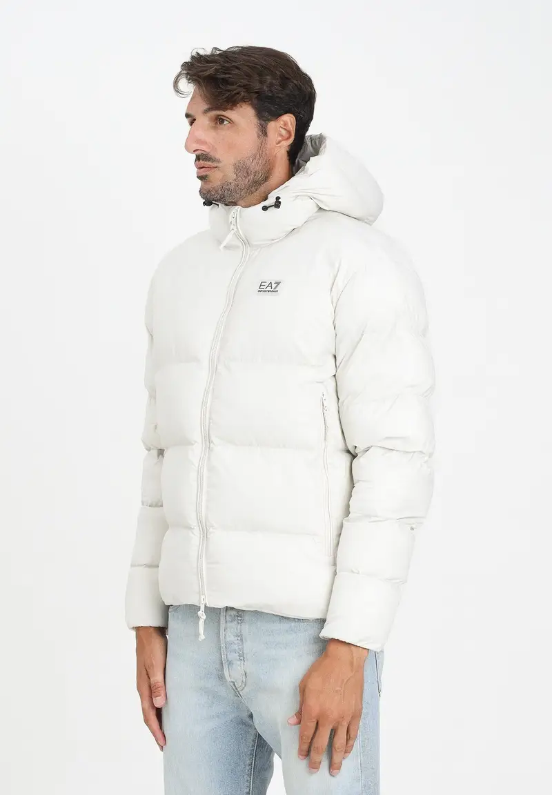 EA7 Piumino bianco da uomo con logo sul retro