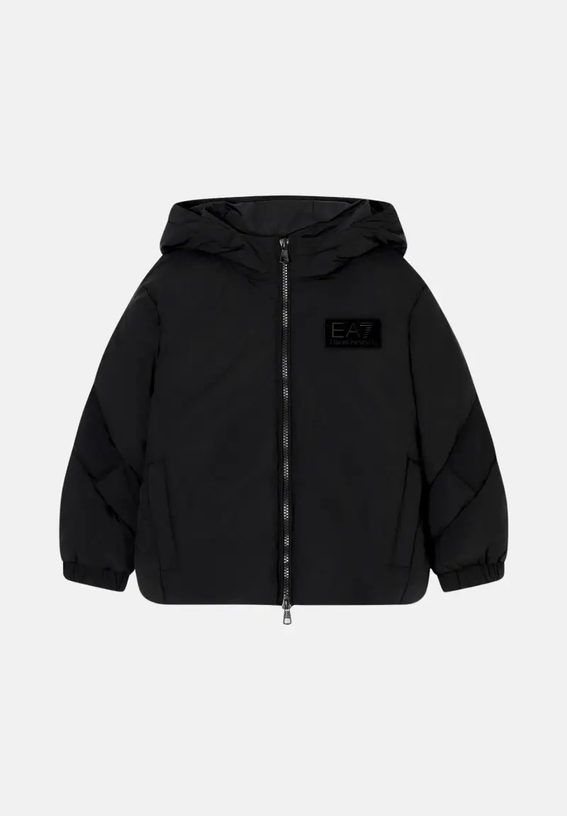 Piumino nero da bambino con logo