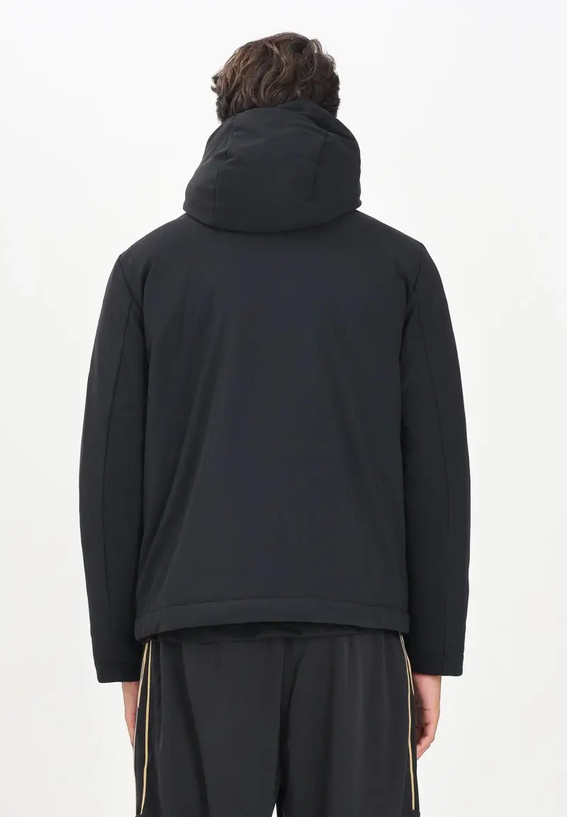 Piumino nero da uomo con logo miniatura 3