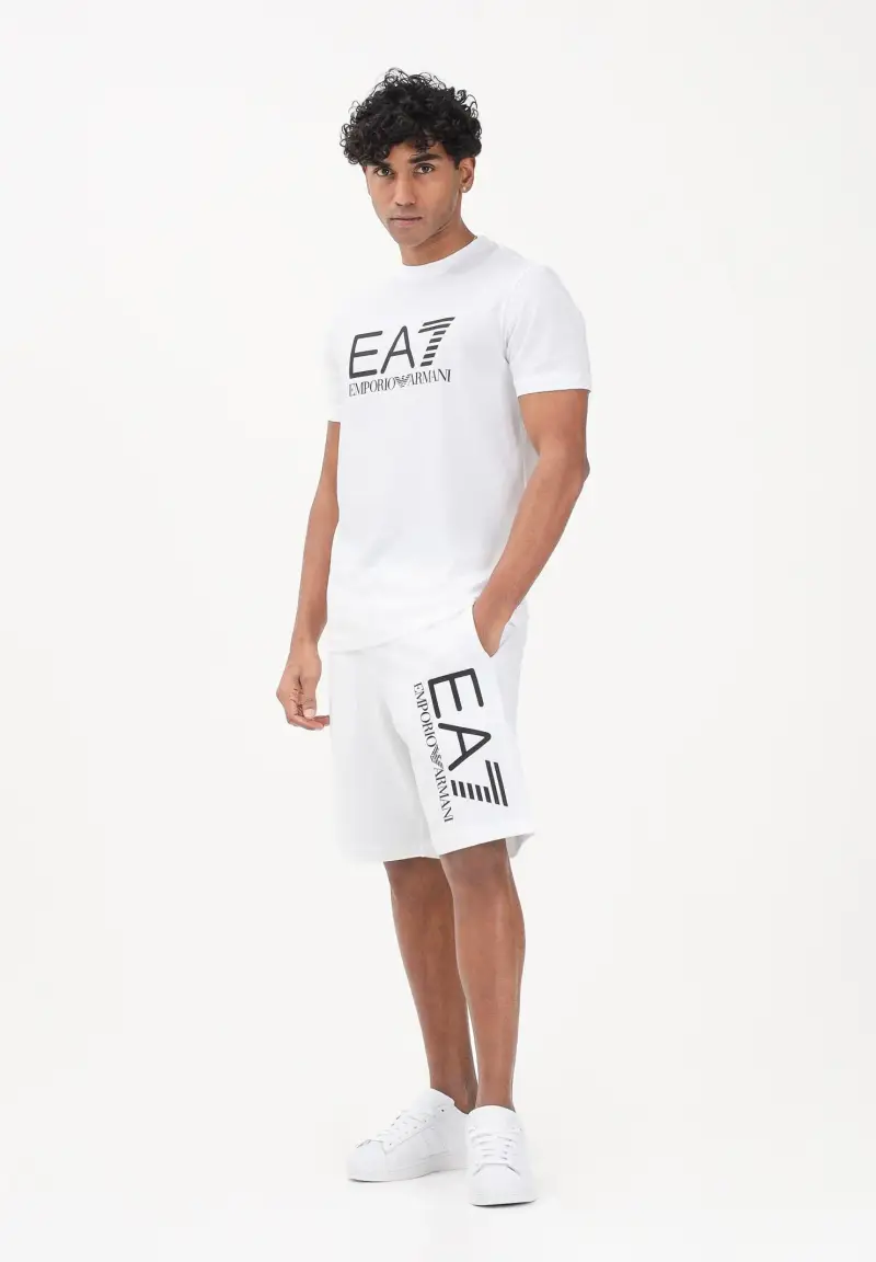 Shorts bianco da uomo con logo miniatura 2