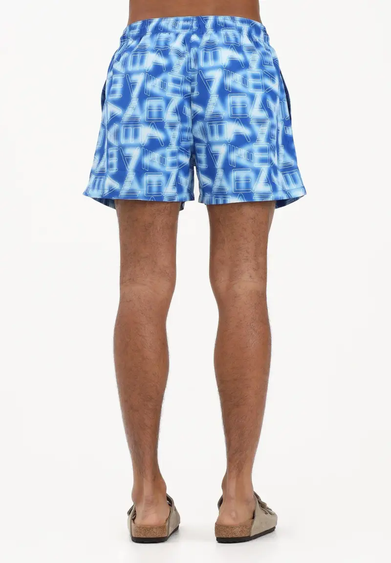 Shorts mare azzurro da uomo con logo all-over miniatura 3