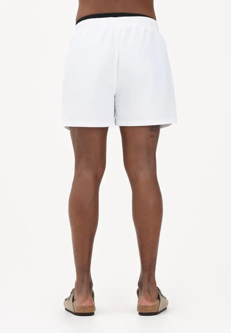 Shorts mare bianco da uomo con coulisse a contrasto nera miniatura 3