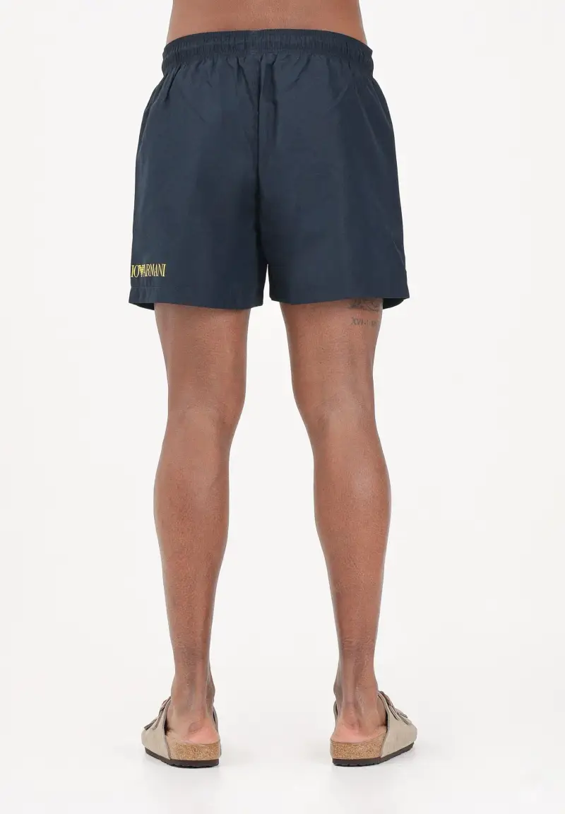 Shorts mare blu da uomo con logo miniatura 3