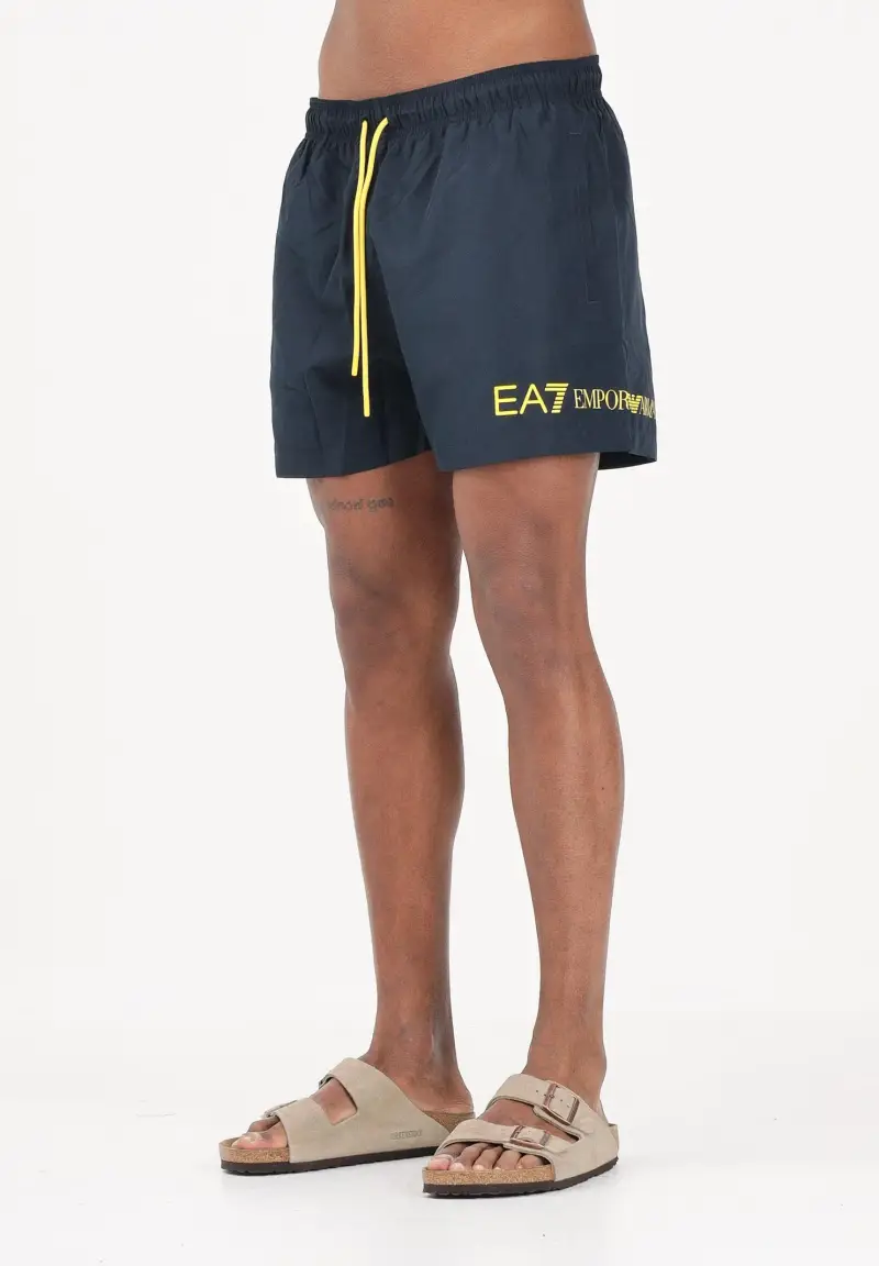 Shorts mare blu da uomo con logo