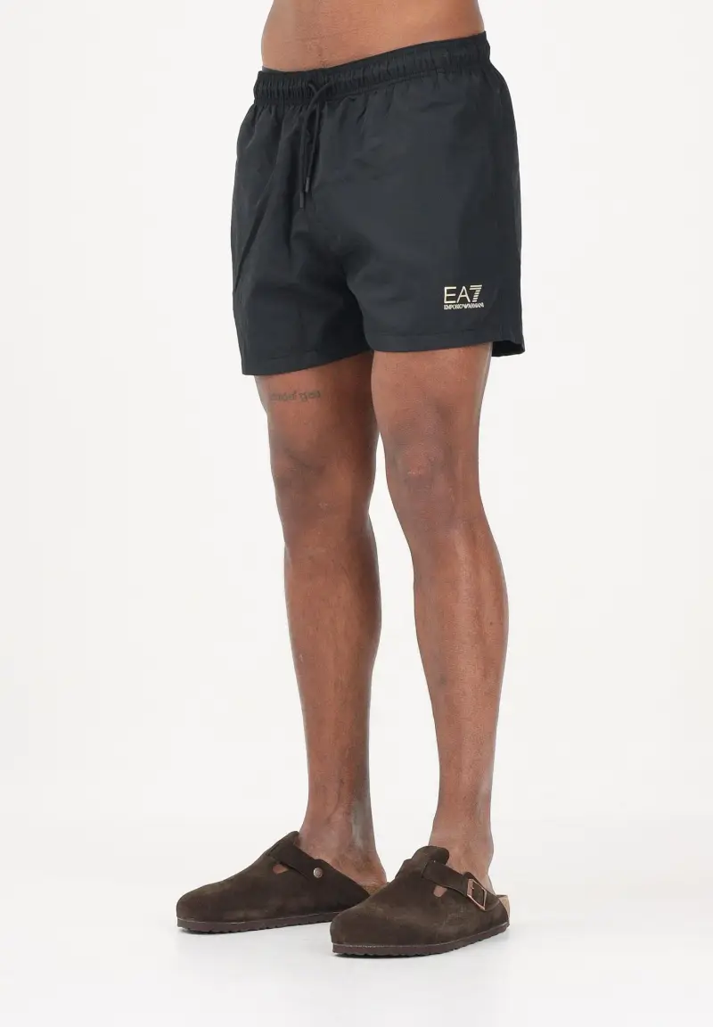Shorts mare nero da uomo con logo