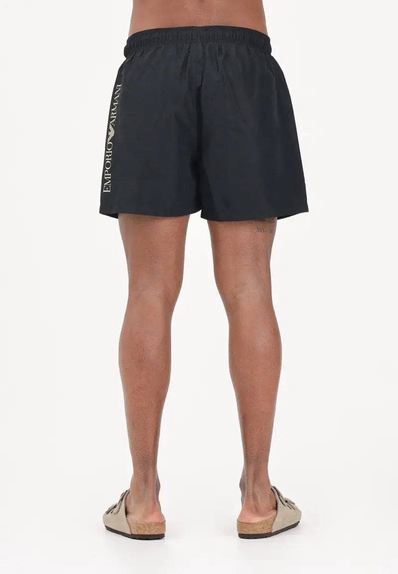 Shorts mare nero da uomo con maxi logo miniatura 3