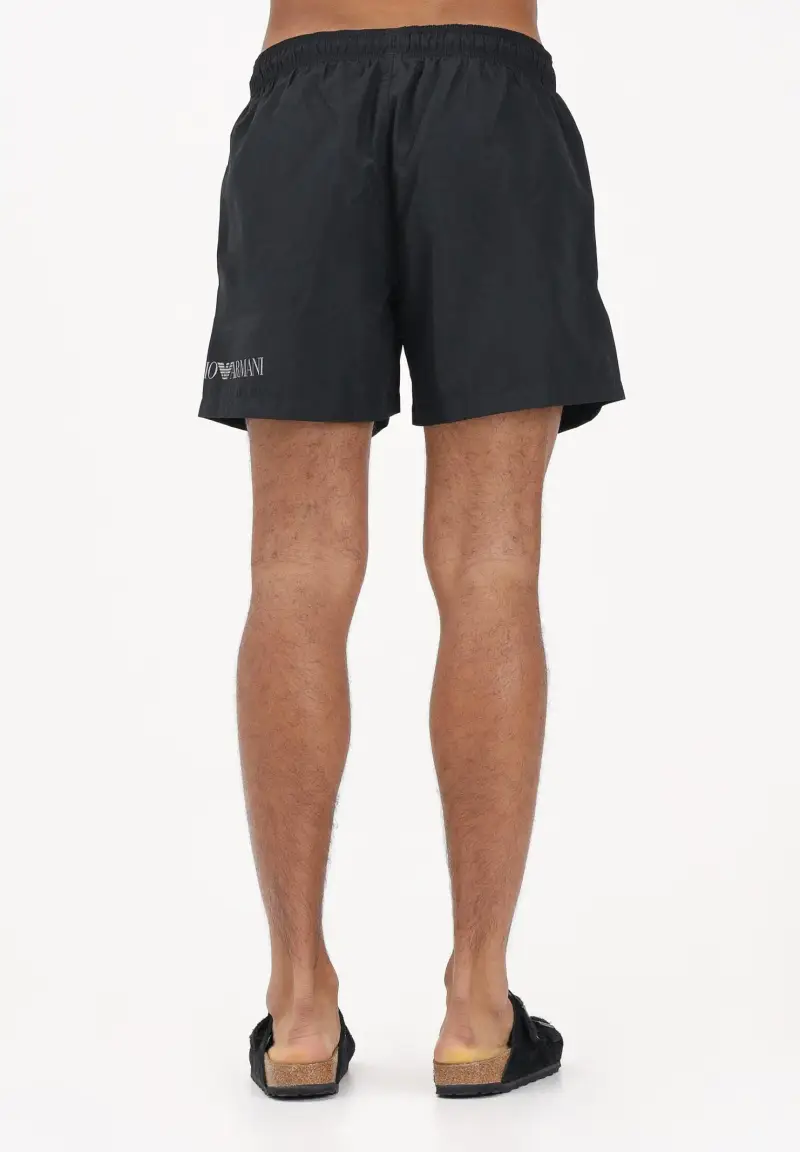 Shorts mare nero da uomo con stampa logo miniatura 3