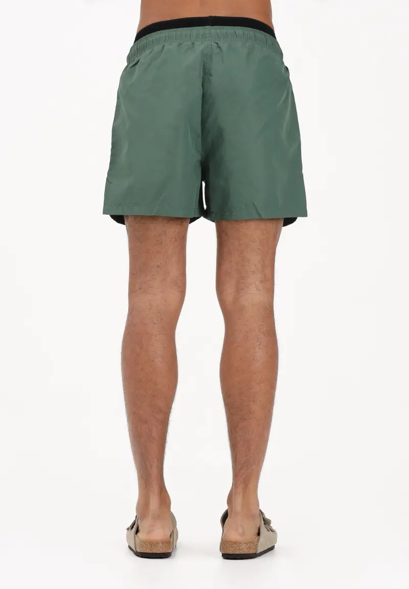 Shorts mare verde da uomo con coulisse a contrasto nera miniatura 3