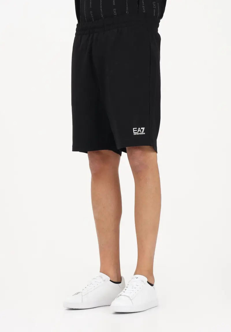Shorts sportivo nero da uomo con logo