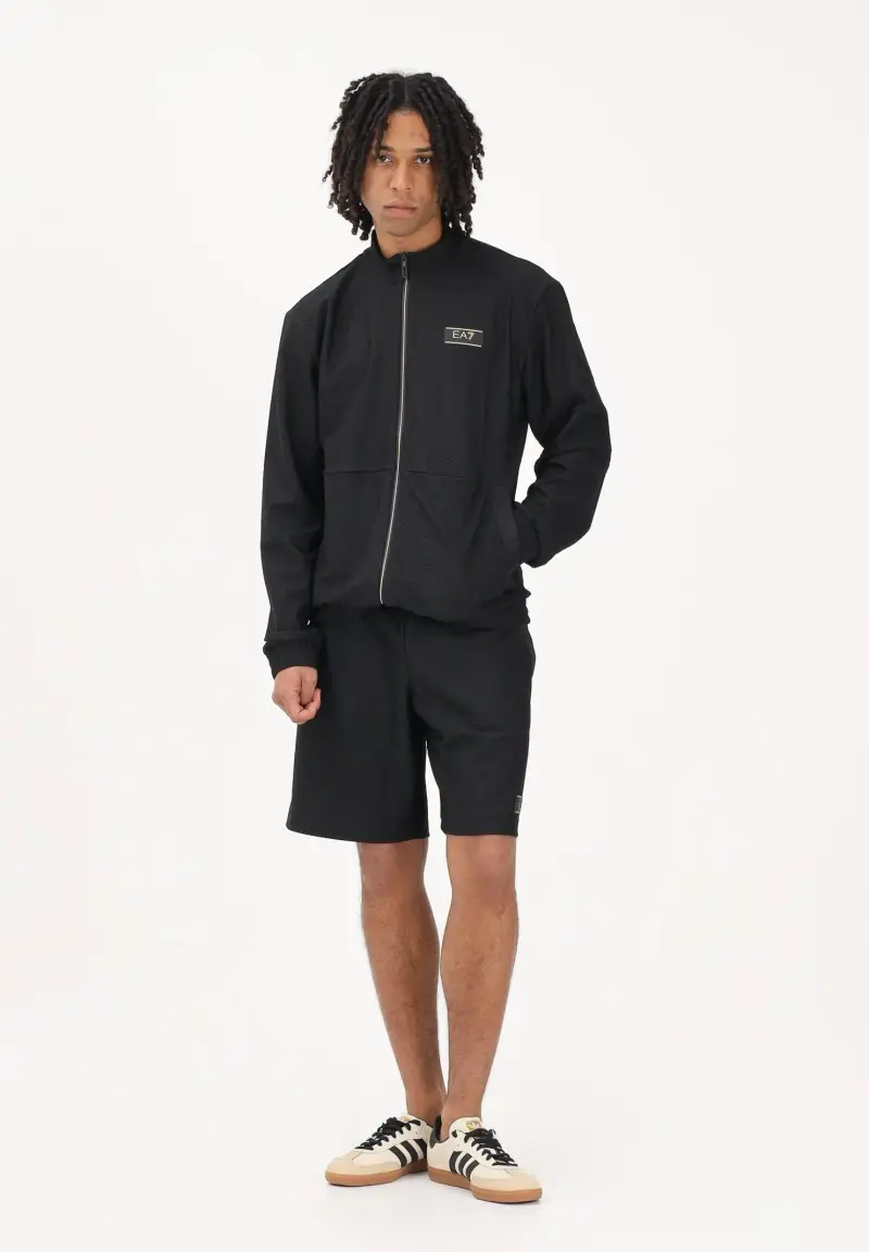 Shorts sportivo nero da uomo con logo miniatura 2