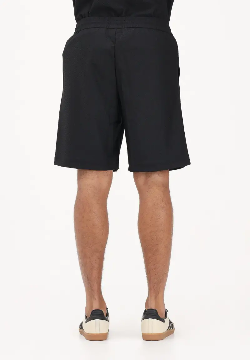 Shorts sportivo nero da uomo con logo miniatura 3