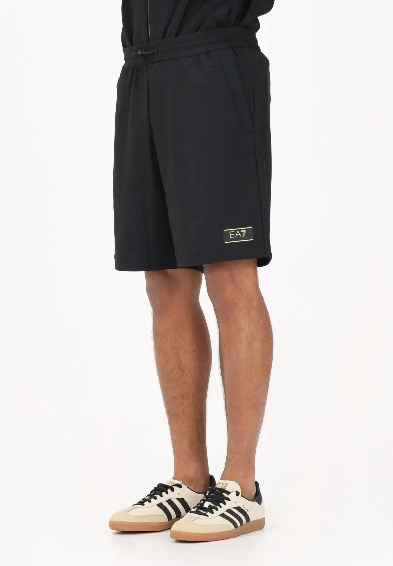 Shorts sportivo nero da uomo con logo