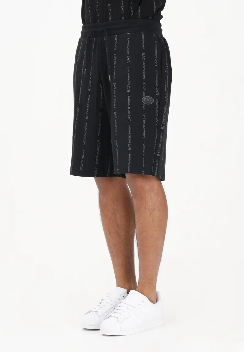Shorts sportivo nero da uomo con stampa all-over del logo