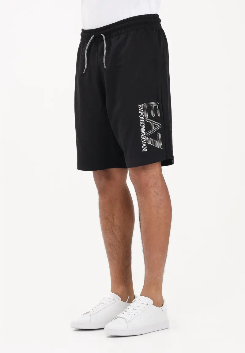 Shorts sportivo nero da uomo con stampa logo