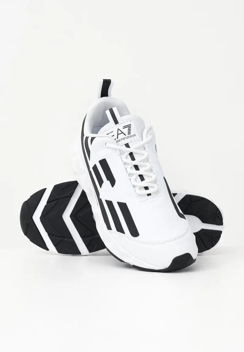 EA7 Sneakers bianche da uomo con stampa logo miniatura 3
