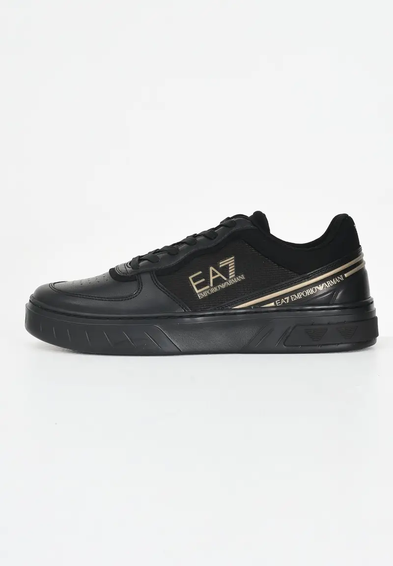 EA7 Sneakers nere da uomo con stampa logo oro