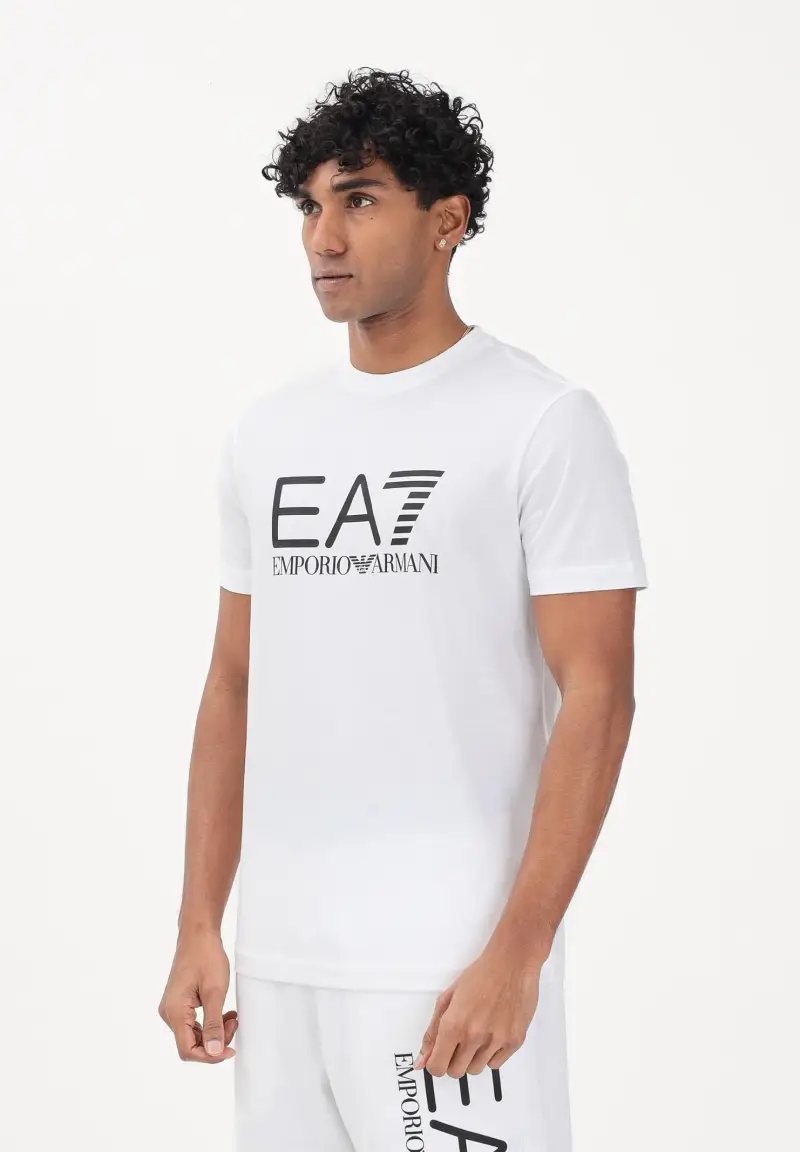 T-shirt a manica corta bianca da uomo con stampa logo