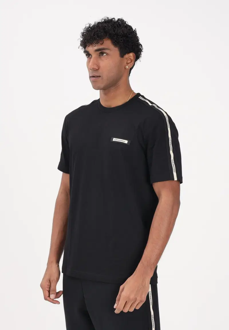 T-shirt a manica corta nera da uomo con logo