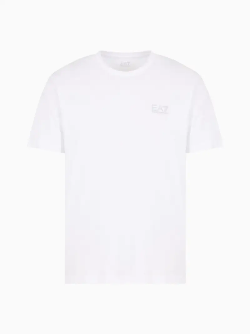 Ea7 tshirt bianca uomo in cotone mini logo sul petto