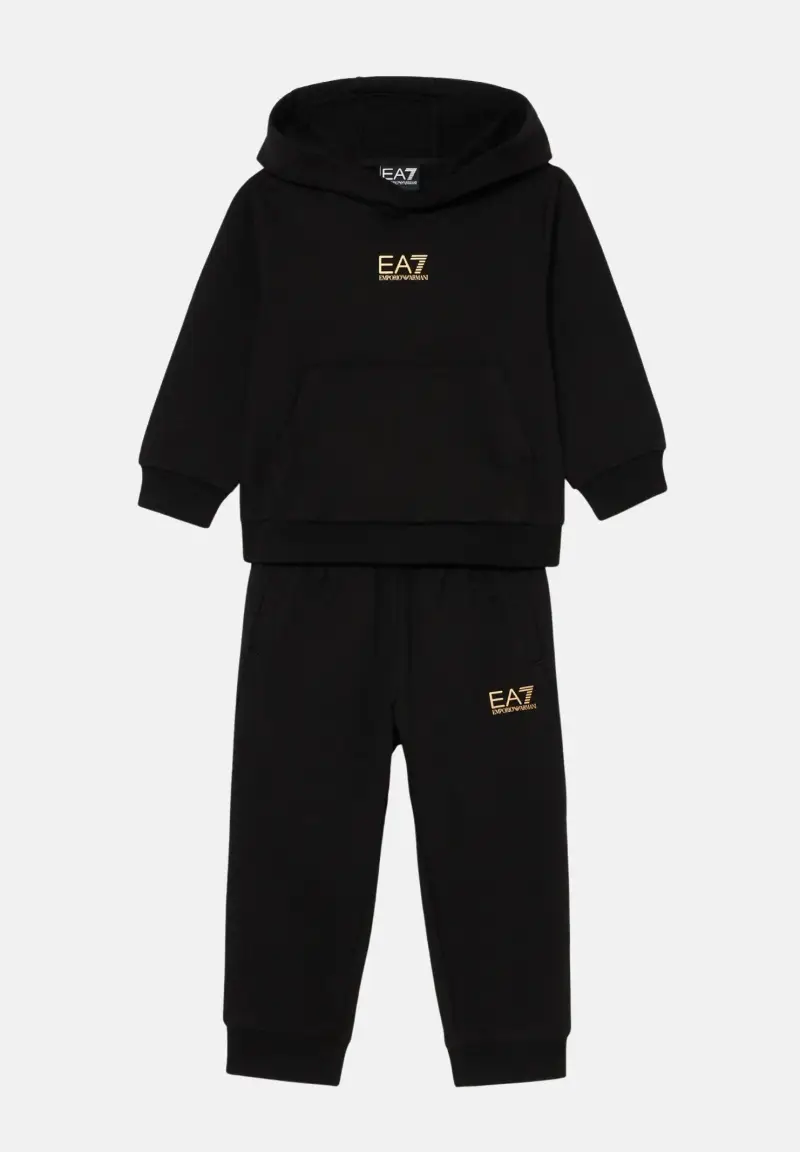 Tuta nera da bambino con stampa logo