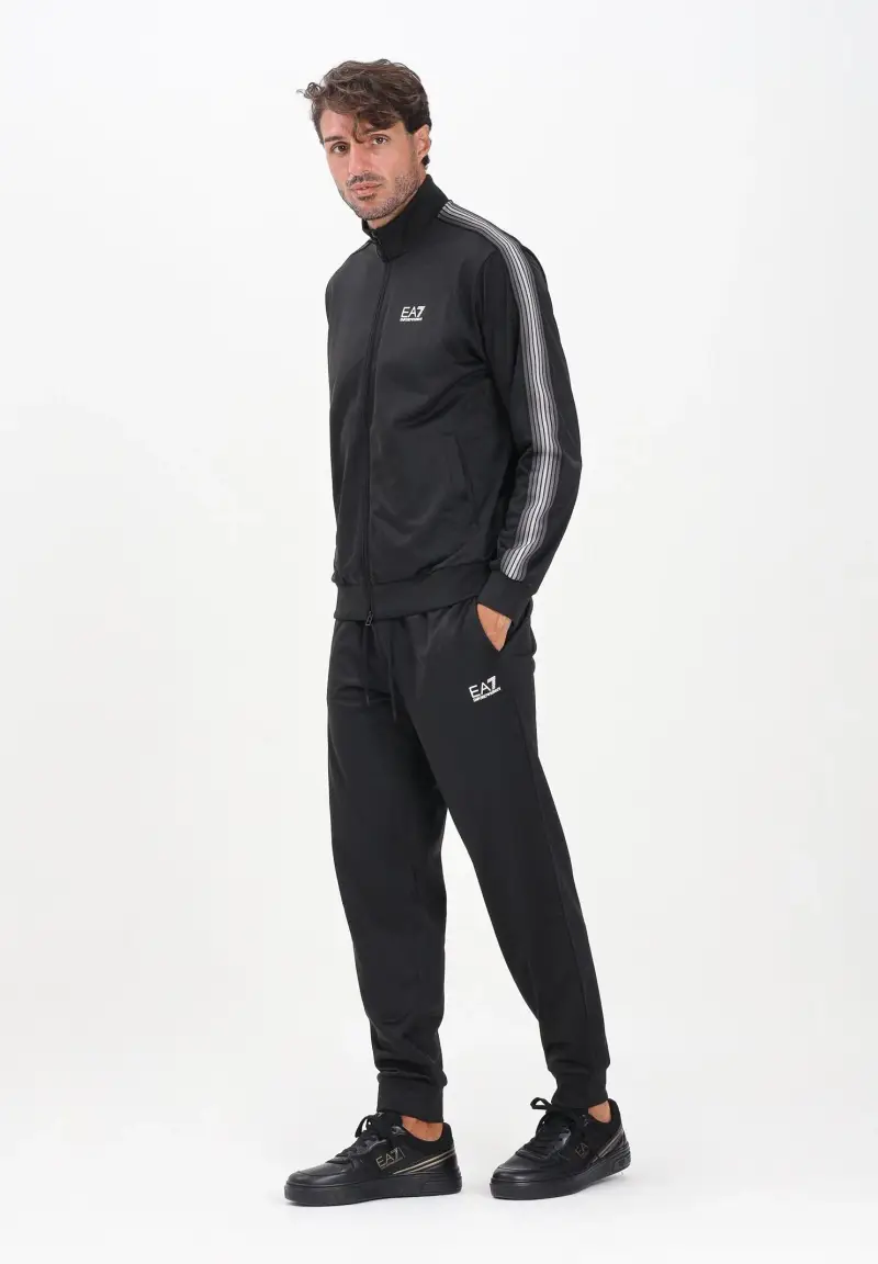 Tuta nera da uomo con logo miniatura 2