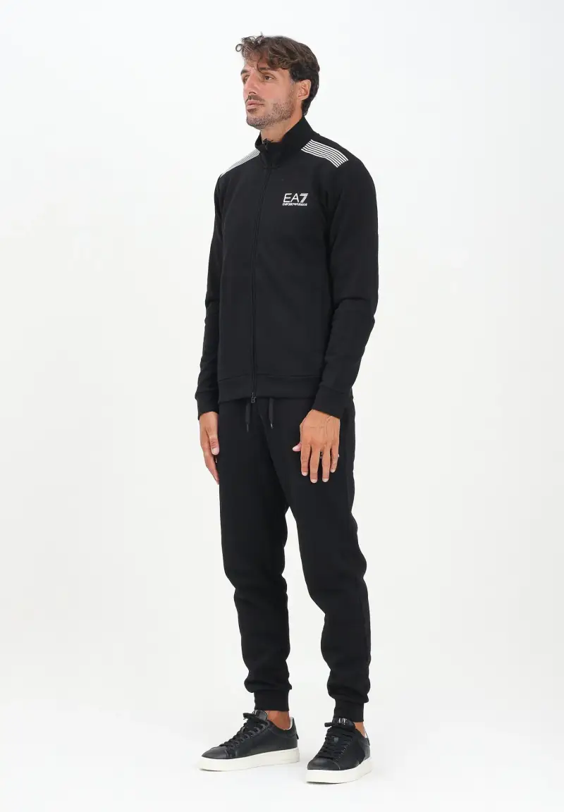Tuta nera da uomo con stampa logo