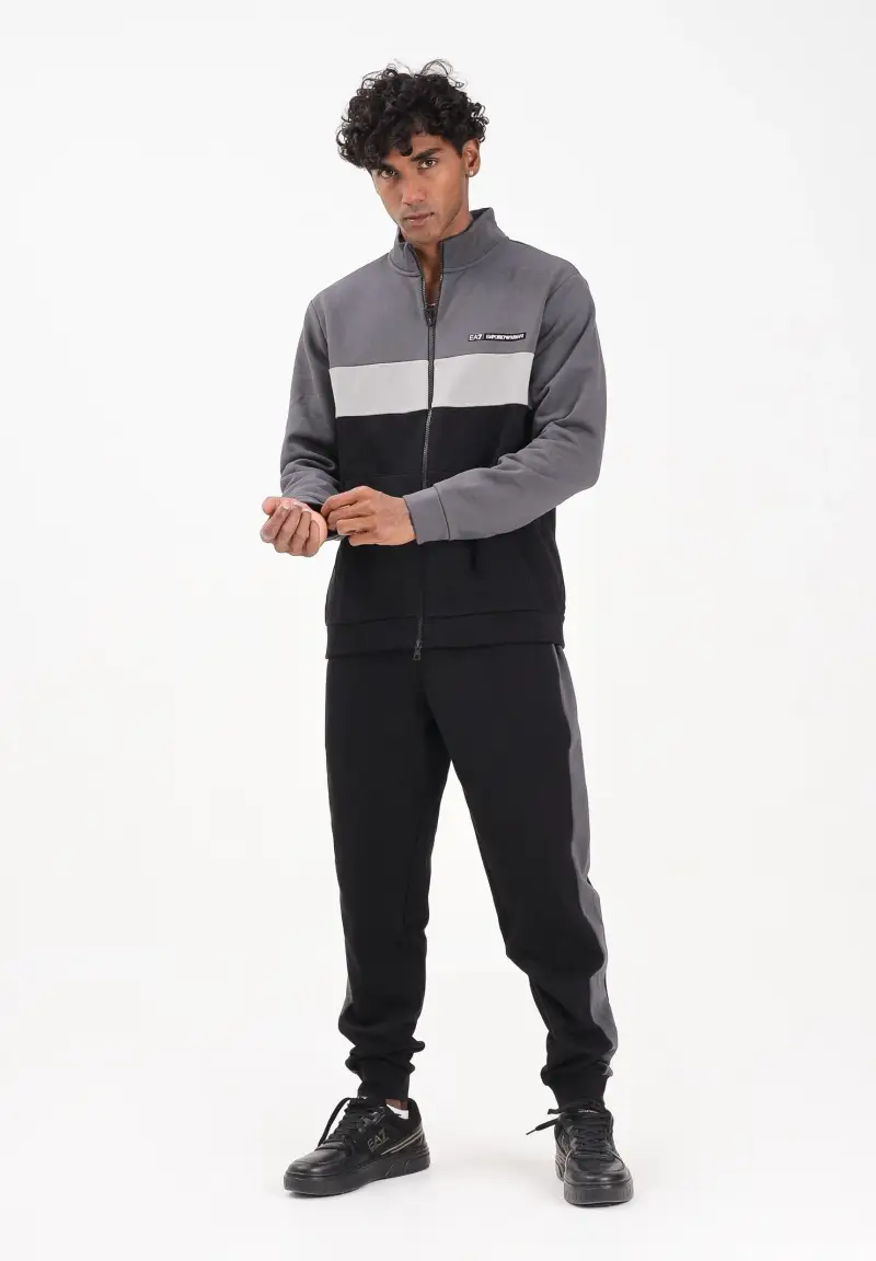 Tuta sportiva grigia e nera da uomo miniatura 2