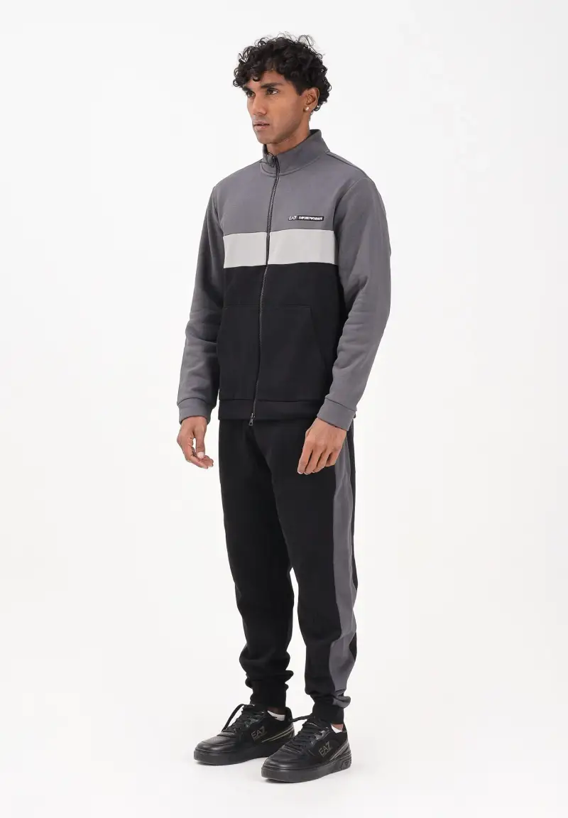 Tuta sportiva grigia e nera da uomo