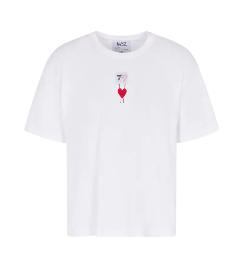 unisex 7X000036_AF12957 Maglietta corta Cuore bianca (XXS), Bianco, Casual, Cotone, Manica corta