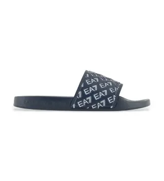 unisex 7X000109_AF15125 Infradito con logo blu navy all over (37), Casual, Sintetico, Beachwear