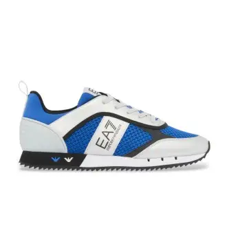 unisex 7X000334_AF18610 Sneakers blu con lacci bianchi e neri (44), Tessuto, Basso, Stringhe, Casual