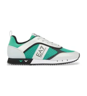 unisex 7X000334_AF18610 Sneakers con lacci neri e bianchi, argento e verde (38), Blu, Basso, Stringhe, Sportivo, Mesh