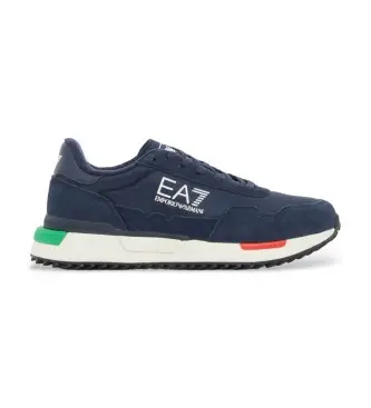 unisex 7X000380_AF19175 Sneakers in pelle blu navy vintage (44), Tessuto, Basso, a cm, Stringhe, Casual