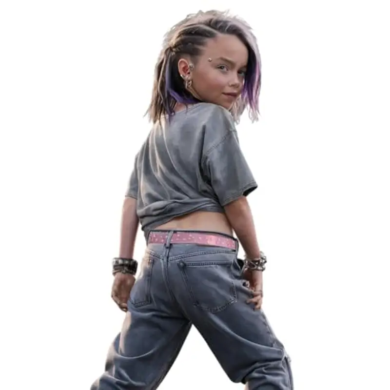 EANAGO Cintura borchiata >ROCKSTAR< per bambina - cintura rosa moderna per ragazze da circa 6-15 anni - cintura ragazza miniatura 3