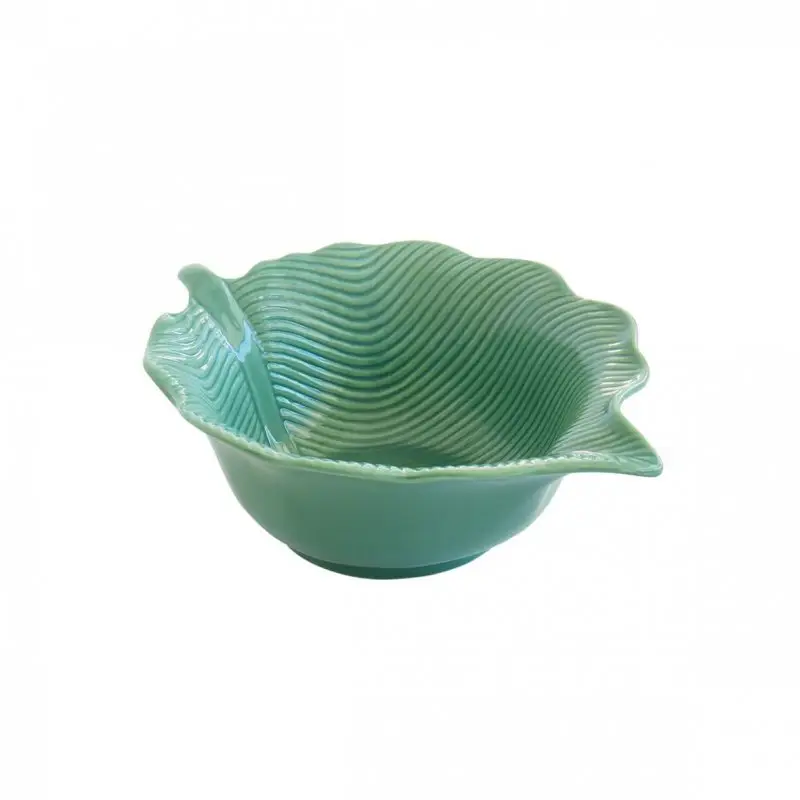 Ciotola In Porcellana Forma Foglia Leaves Light Green - Easy Life