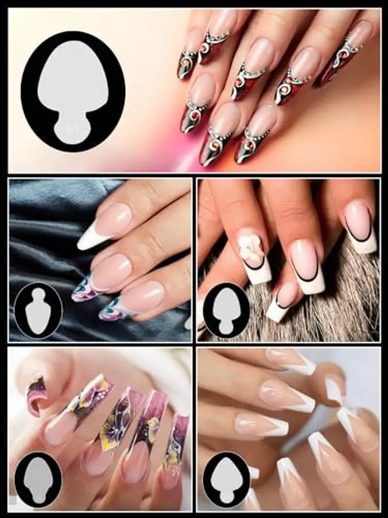 EBANKU 144 PCS French Nail Form Stickers, Silicone Stencil Stickers per Dual Form Riutilizzabili Stencil per Unghie Adesivi per Unghie per Unghie French Manicure miniatura 2